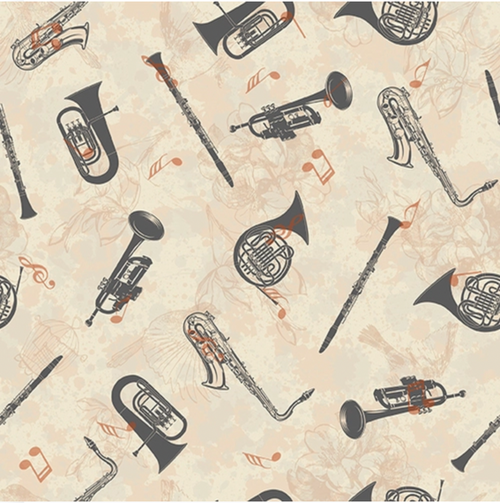 Stof My Composition Musical Instruments Sand Fabric By The Yard