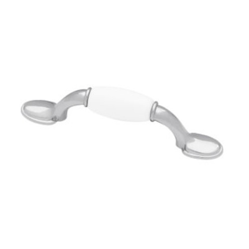 Liberty P50011H-CHW 3" Spoon Foot Cabinet Drawer Pull Chrome & White Ceramic