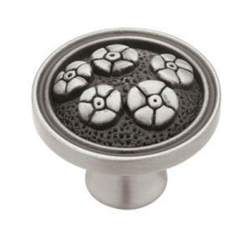 PBF390Y-BSP Brushed Satin Pewter Forget Me Not Drawer Cabinet Knob Pull