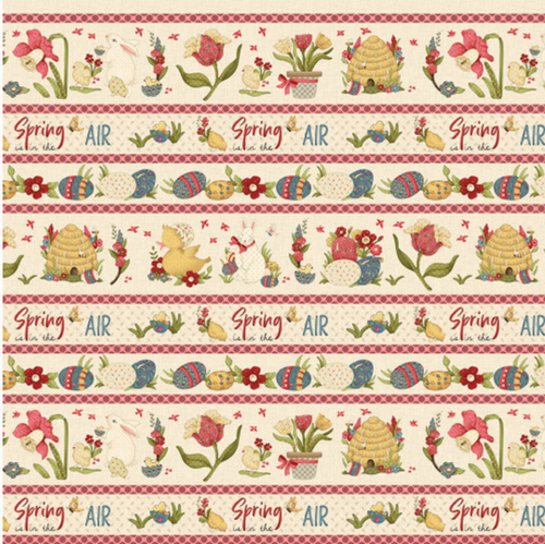 Henry Glass Spring Is In The Air Novelty Border Stripe Fabric By The Yard