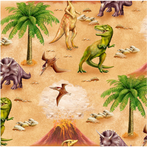 Studio E March Of The Dinosaurs Dinosaur Scenic Fabric By The Yard
