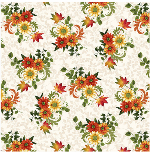 Studio E Autumn Flourish Small Flowers Cream Fabric By The Yard