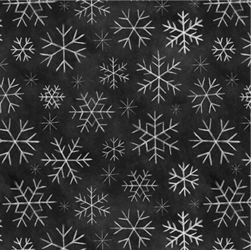 Blank Quilting Mistletoe Magic Snowflakes Black Cotton Fabric By The Yard