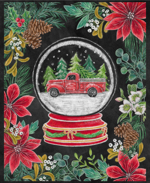 Blank Quilting Mistletoe Magic Border Stripe Black Cotton Fabric By The Yard  - Flying Bulldogs, Inc.