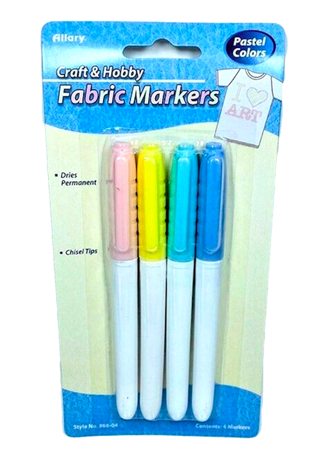 Allary Craft & Hobby Permanent Fabric Markers Pastels 4 Pack