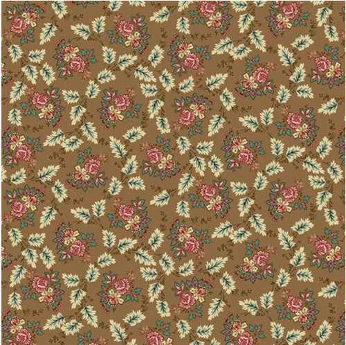 Henry Glass Lille Floral Leaf Caramel Fabric By The Yard
