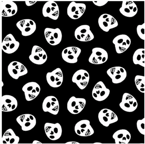 Henry Glass Boo! Glow Tossed Skulls Black Fabric By The Yard