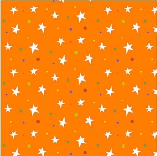 Henry Glass Boo! Glow Tossed Stars Orange Fabric By The Yard