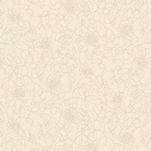 Studio E Cream & Sugar X Scribble Flowers Beige Cotton Fabric By Yard