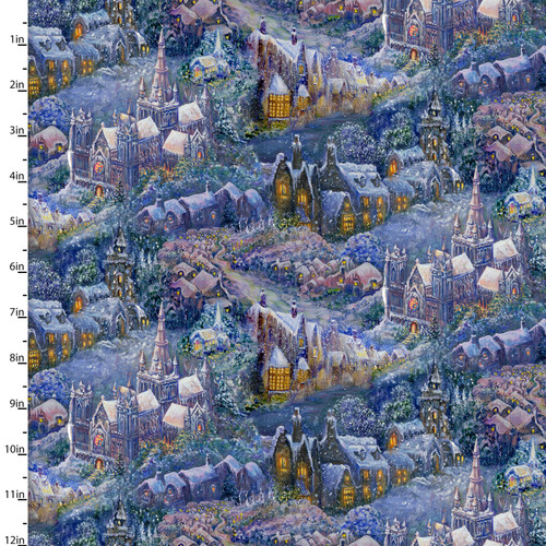 3 Wishes Polar Journey Village Drive Multi Cotton Fabric By Yard