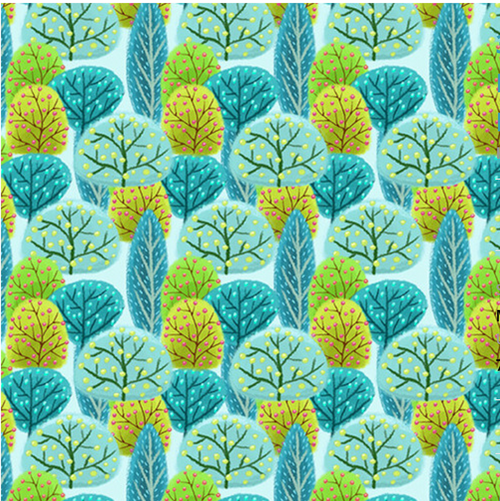 Henry Glass Moonbeams & Rainbows Tree Soft Blue Cotton Fabric By The Yard