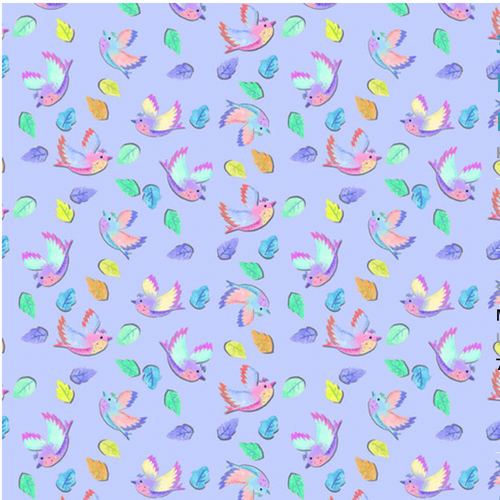 Henry Glass Moonbeams & Rainbows Flying Bird Allover Soft Purple Cotton Fabric By The Yard