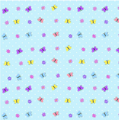 Henry Glass Moonbeams & Rainbows Small Floral Soft Blue Cotton Fabric By The Yard
