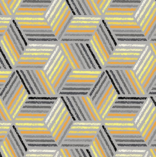 Blank Quilting Mellow Yellow Geometric Lt Grey Cotton Fabric By The Yard