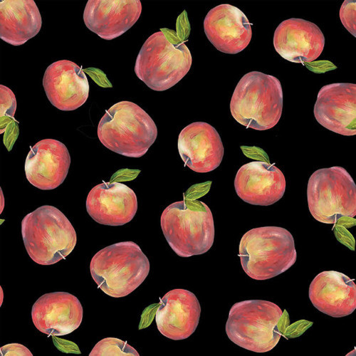 Blank Quilting Fruit For Thought Apples Black Cotton Fabric By The Yard