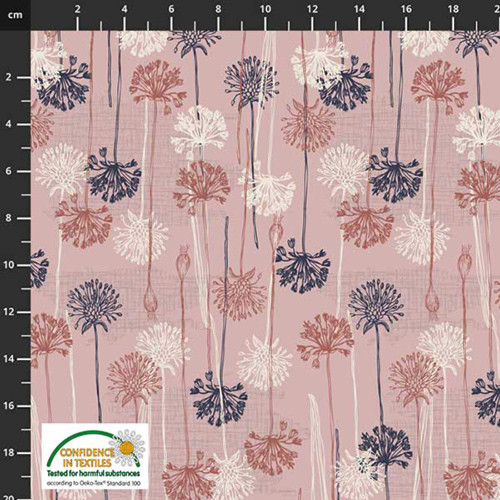 Stof Biloba Multi Flowers Terra Cotta Cotton Fabric By The Yard