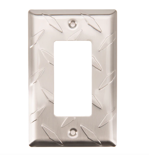 Brainerd W32843-SN Diamond Plate Single GFCI Cover Plate Satin Nickel