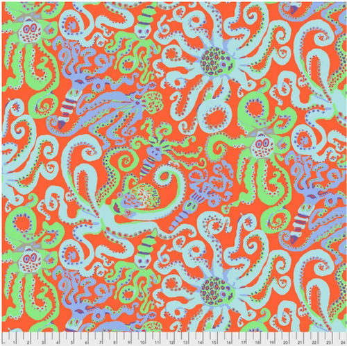 Free Spirit Brandon Mably Octopus Orange Fabric By The Yard