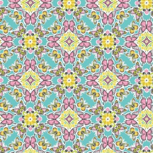 Blend Textiles Field Day Butterfly Kaleidoscope Overcast Cotton Fabric By The Yard