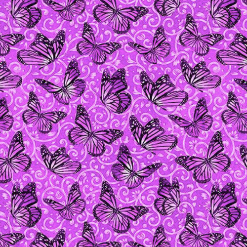 Blank Quilting Sunrise Garden Butterfly Scroll Pink Fabric By The Yard