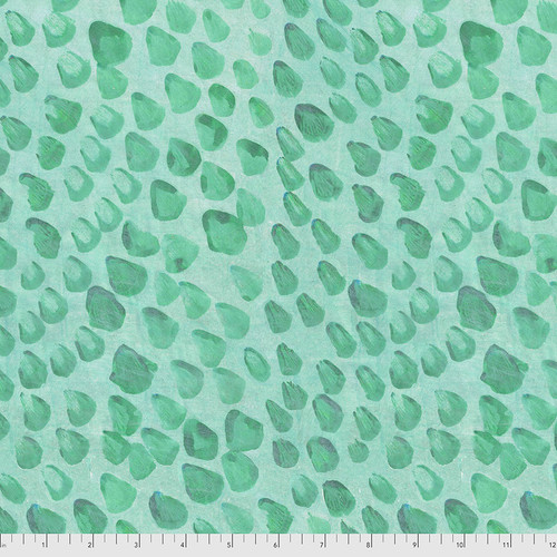 Denise Burkitt Stillness in Nature Dew Drops Aqua Cotton Fabric By Yard