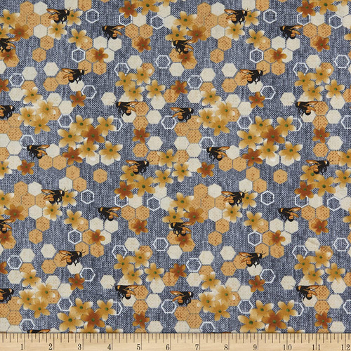Henry Glass Bloomin' Poppies Honeycomb & Flower Grey Fabric By Yard