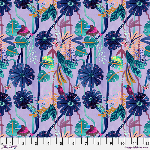 Free Spirit Katy Tanis Madagascar Adventure Jungle Vines Purple Fabric By Yard