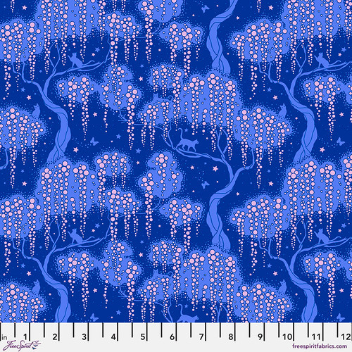 Free Spirit Stacy Peterson Belle Epoque Enchanted Nights Sapphire Cotton Fabric By Yard