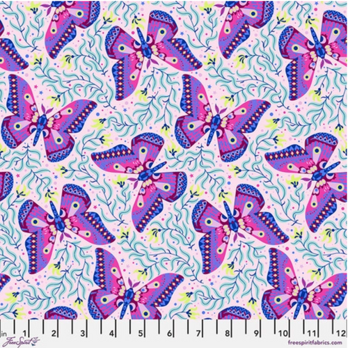 Free Spirit Stacy Peterson Belle Epoque Modern Moth Blush Cotton Fabric By Yard