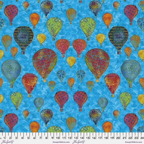 Free Spirit Sue Penn Up, Up & Away Blue Cotton Fabric By The Yard