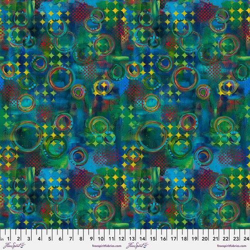 Free Spirit Sue Penn Happy Blooms Rings Multi Cotton Fabric By The Yard