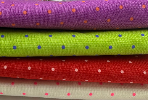 Free Spirit Tula Pink Tiny Dots Cotton Fabric Half Yard Bundle, 4 Colors