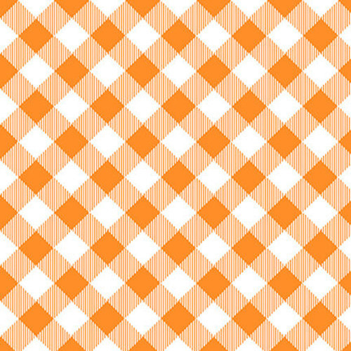 Henry Glass Priscilla's Pretty Plaids Bias 1/2" Check Orange White Cotton Fabric By The Yard