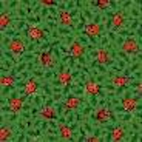 Blank Quilting Pansy Prose Lady Bugs Green Cotton Fabric By The Yard