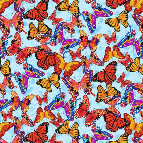 Blank Quilting Mariposa Dance Lg Butterfly Sky Blue Cotton Fabric By The Yard