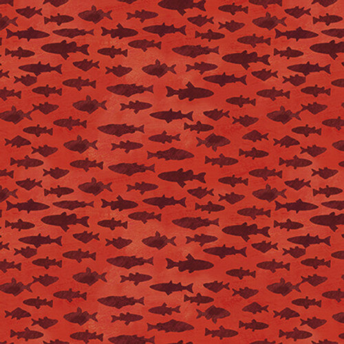 Blank Quilting Wilderness Trail Tonal Fish Red Cotton Fabric By The Yard