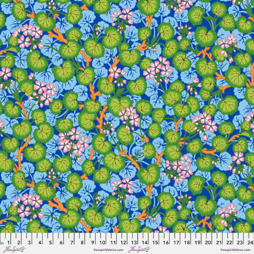 Free Spirit Philip Jacobs Climbing Geraniums Blue Cotton Fabric By The Yard