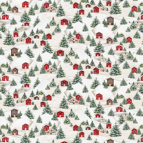 Blank Quilting Making Spirits Bright Snowy Village White Fabric By The Yard