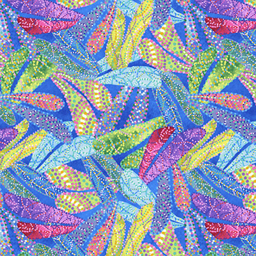 Blank Quilting Loca Linda II Leaves Lt Blue Cotton Fabric By The Yard