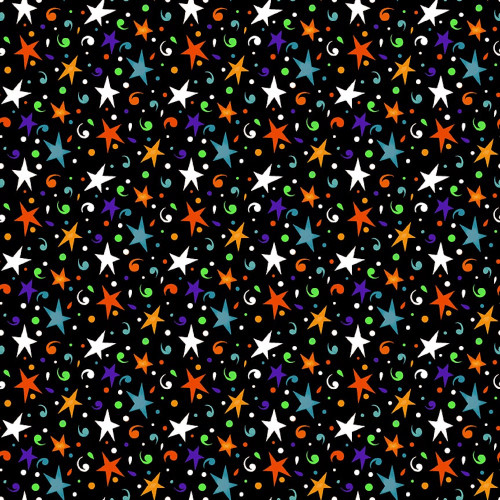 Henry Glass Witch's Night Out Tossed Stars Glow Multi Fabric By The Yard