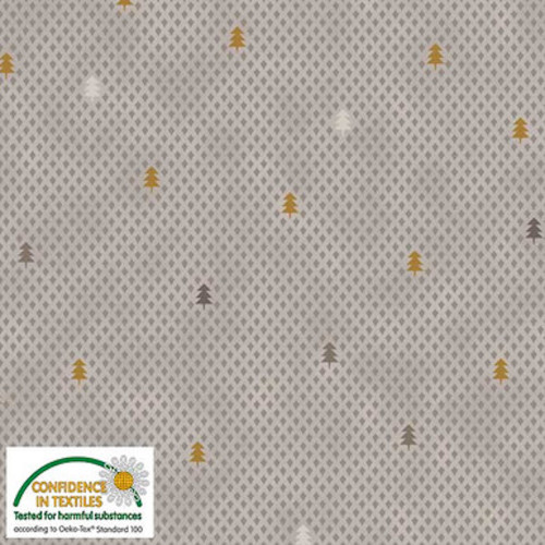 Stof Star Sprinkle Pinetree Text Beige Gold Cotton Fabric By The Yard