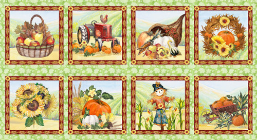 Blank Quilting Golden Days Harvest Blocks Lt Green Cotton Fabric By The Yard