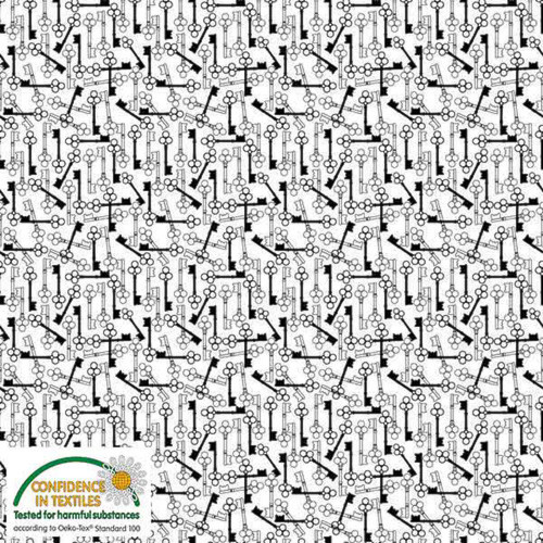 Stof European Quilting Best Bits Keys White Cotton Fabric By The Yard