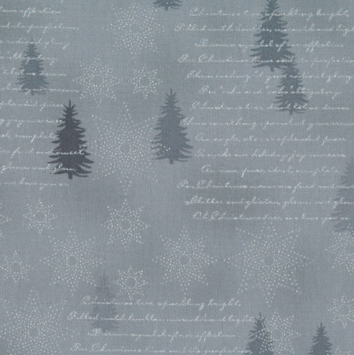 Stof Star Sprinkle Pinetree Text Grey Silver Cotton Fabric By The Yard