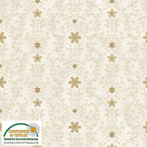 Stof Star Sprinkle Damask Cream Cotton Fabric By The Yard