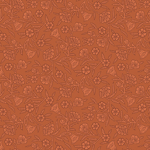 Blank Quilting Ashton Collection Floral Stamp Orange Cotton Fabric By The Yard