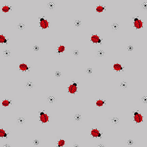 Blank Quilting Let's Partea! Lady Bugs Gray Cotton Fabric By The Yard