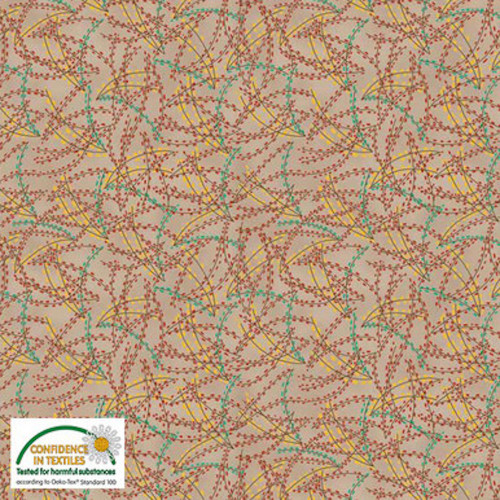 Stof Fillippa's Line Lines & Oblong Dots Sand Cotton Fabric By The Yard