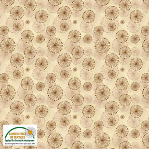 Stof Fillippa's Line Circles & Dots Pastel Sand Cotton Fabric By The Yard