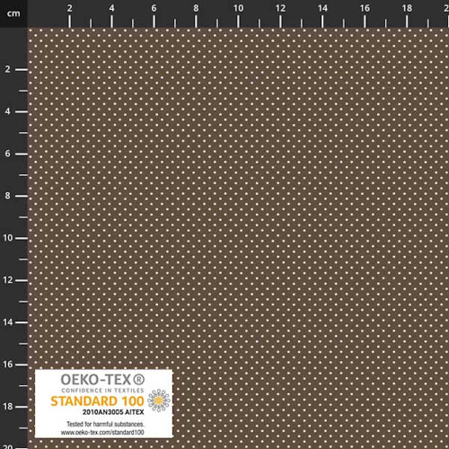 Stof European Essentials Small Dots Brown Cotton Fabric By The Yard